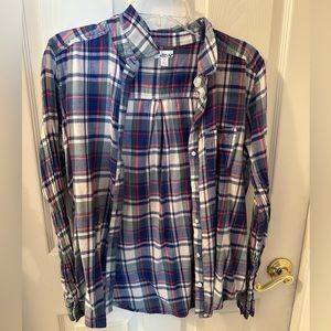 Blue/Green/Red/White flannel. Brand Abound, bought at Target. Size Large.